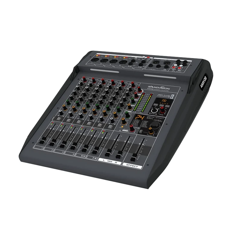 มิกเซอร์ อนาล็อก Soundvision AMX-08 ด้านหน้า เอียง 3