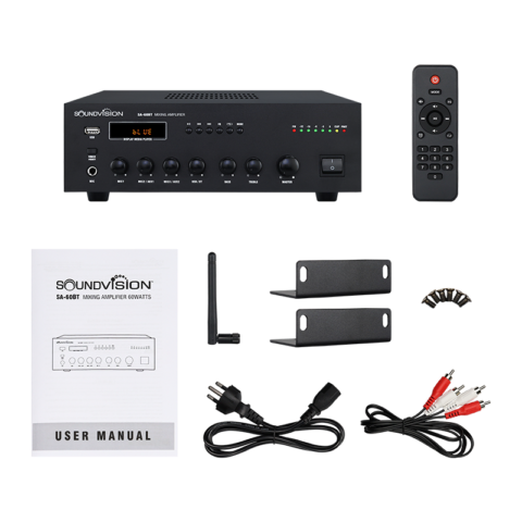 มิกซิ่งแอมป์ SoundVision-SA-60BT อุปกรณ์ภายในกล่อง